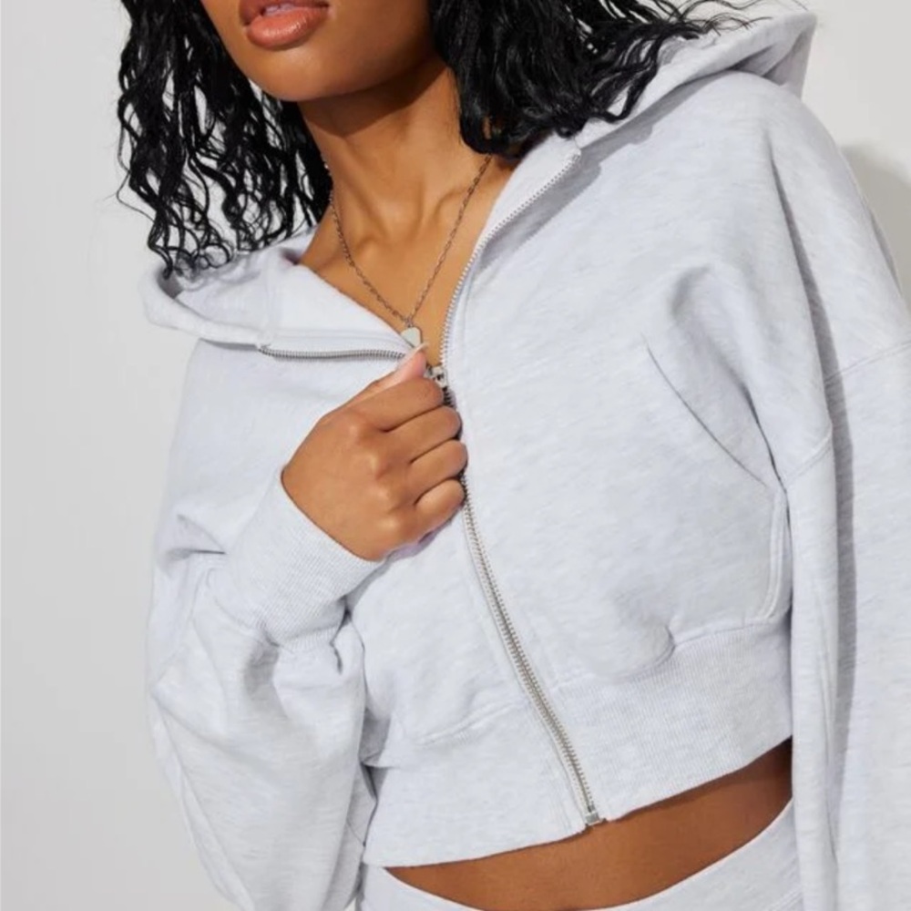 Women's Light Gray Zip-Up Hoodie